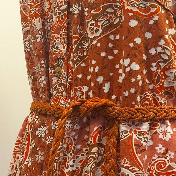 Asymmetrical Hem Flowy Dress Plus Size Floral Pastel Stretch w Belt glamour - Picture 9 of 16